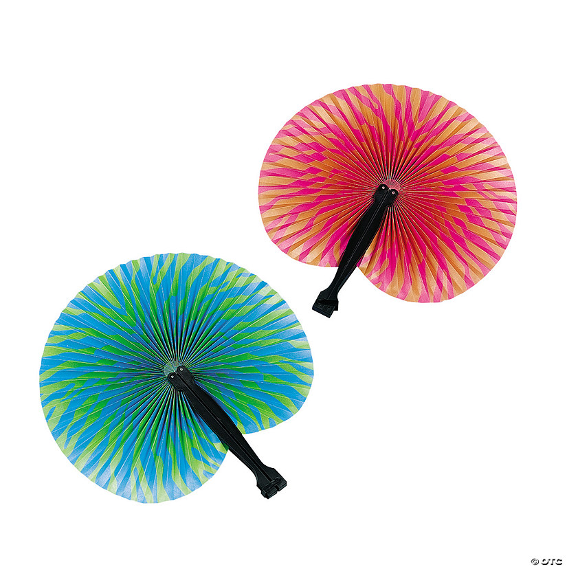 Bright Tropical Folding Hand Fans - 12 Pc. Image