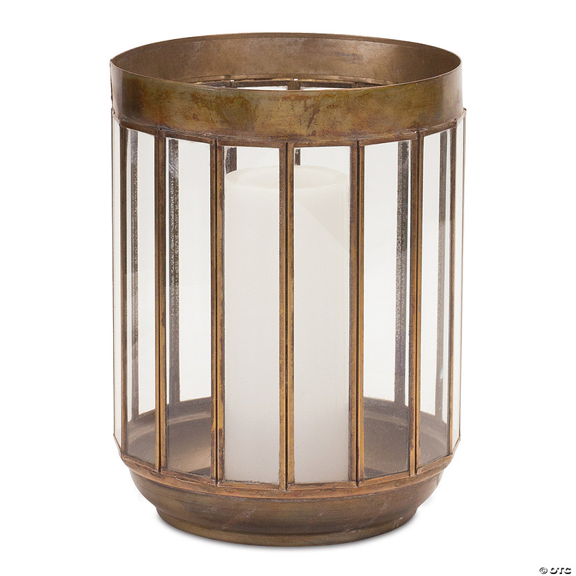 Bronze Candle Holder With Glass Panes 8"D X 10.75"H Iron/Glass Image