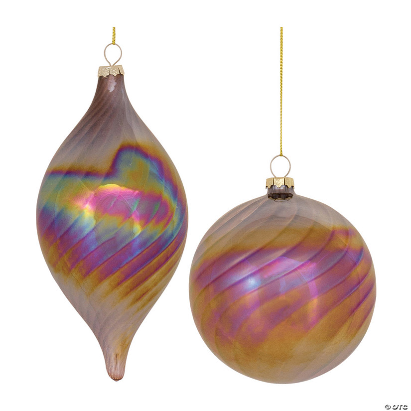 Bronze Irredescent Glass Swirl Ornament (Set Of 6) 4.75"H, 7"H Image