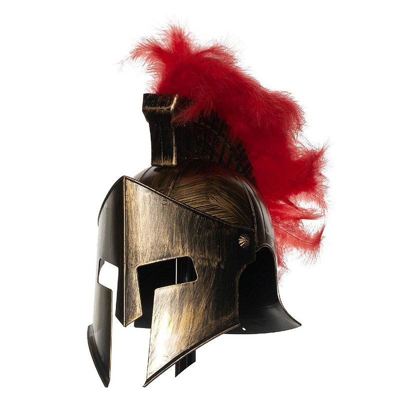 Bronze Roman Gladiator Helmet with Feathers Adult Costume Accessory Image
