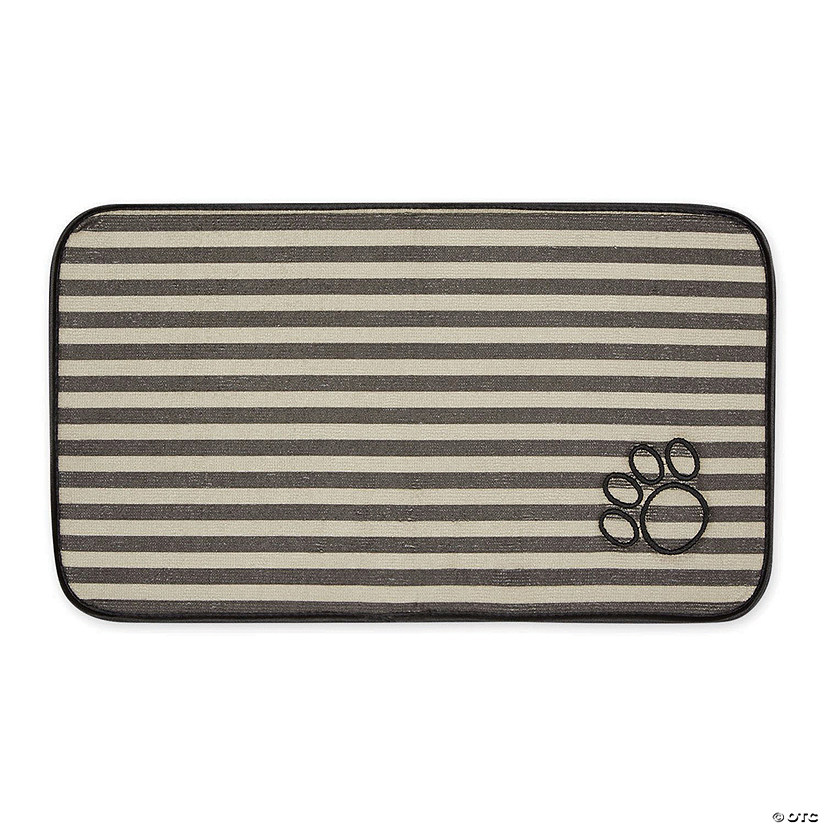 Brown Stripe Embroidered Paw Pet Mat Small Image
