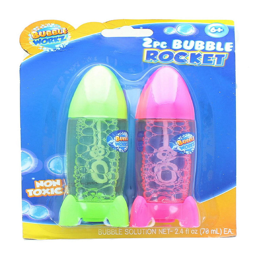 Bubble Workz 2-Piece Bubble Rocket Pack  Green & Pink Image