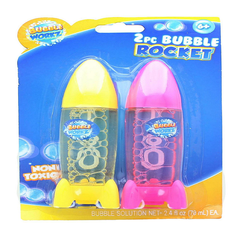 Bubble Workz 2-Piece Bubble Rocket Pack  Pink & Yellow Image