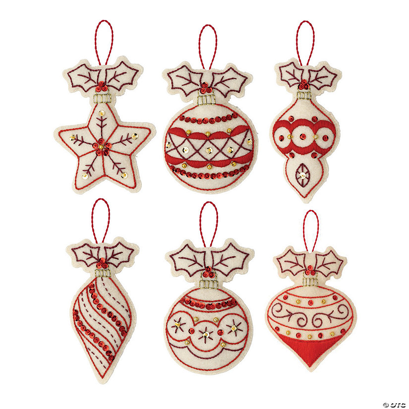 Bucilla Felt Ornaments Applique Kit Set Of 6-Classic Christmas Image