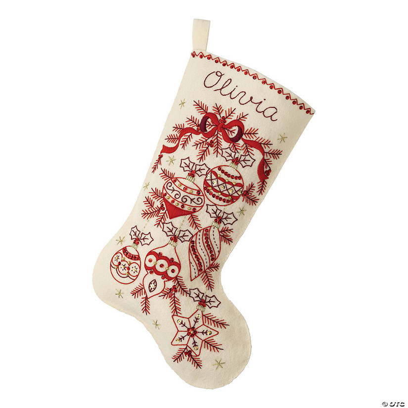 Bucilla Felt Stocking Applique Kit 18" Long-Classic Christmas Image