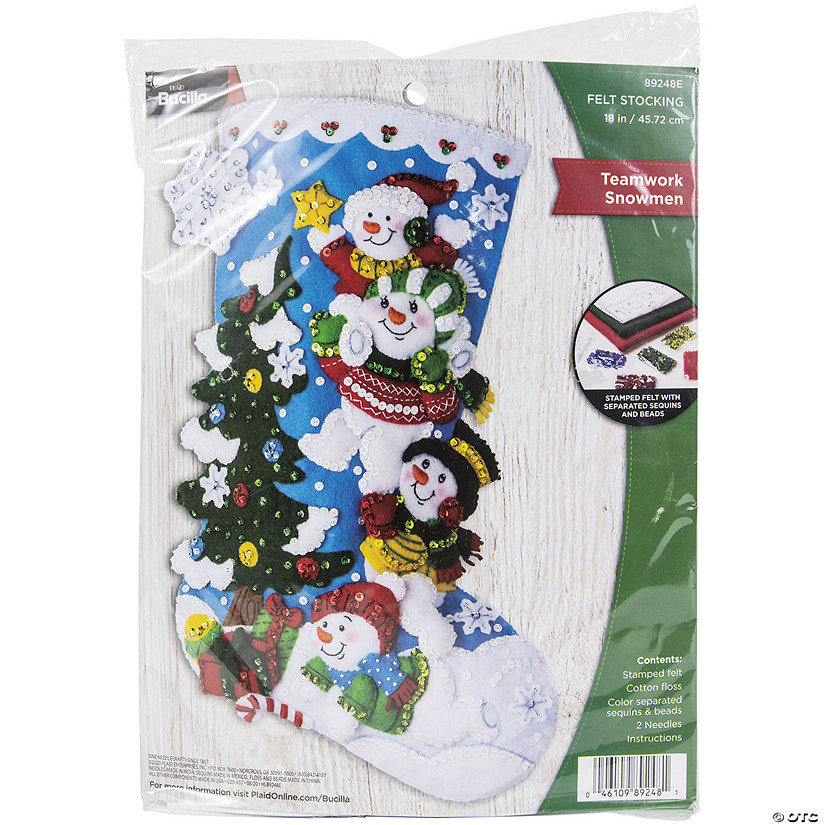 Bucilla Felt Stocking Applique Kit 18" Long- Teamwork Santa Image