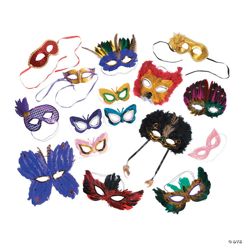 Bulk 100 Pc. Mixed Mardi Gras Mask Assortment Image