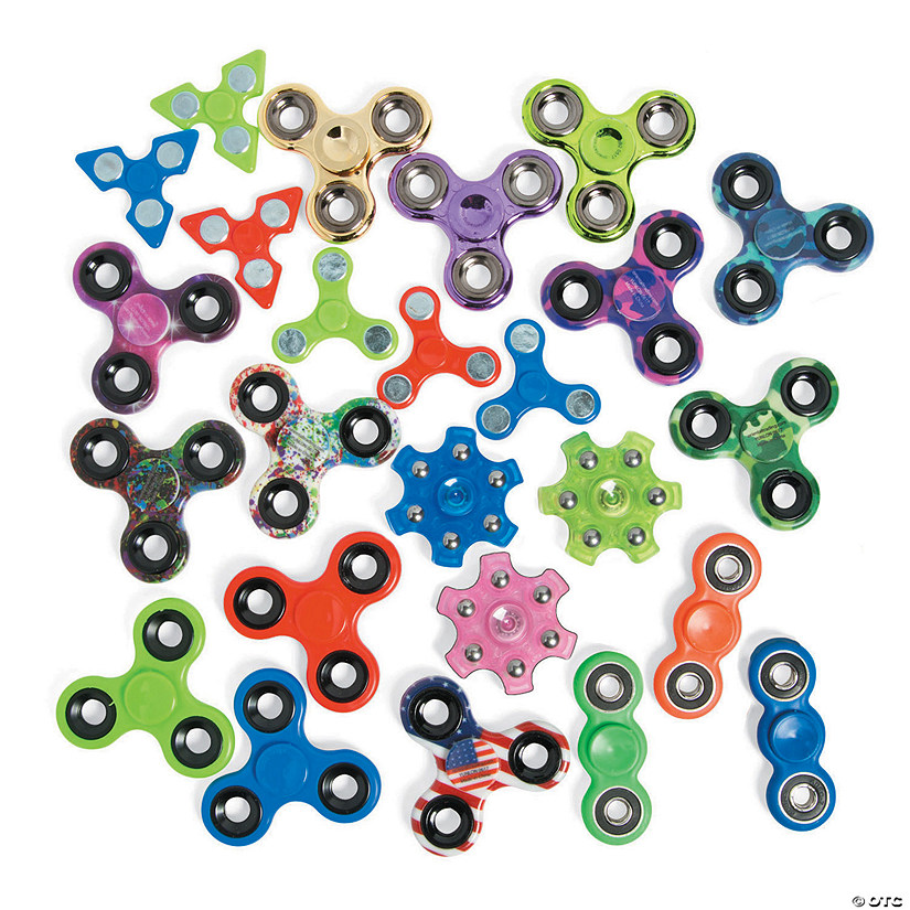 Bulk 100 Pc. Multicolor Plastic Fidget Spinner & Fidget Toy Assortment Image