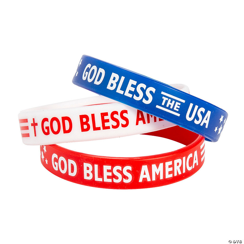 Bulk 100 Pc. Religious Patriotic Rubber Bracelets Image