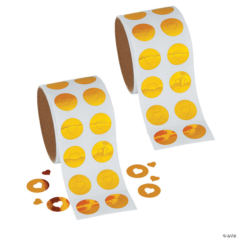 Bulk 1000 Pc. Gold Foil Heart Stickers Image