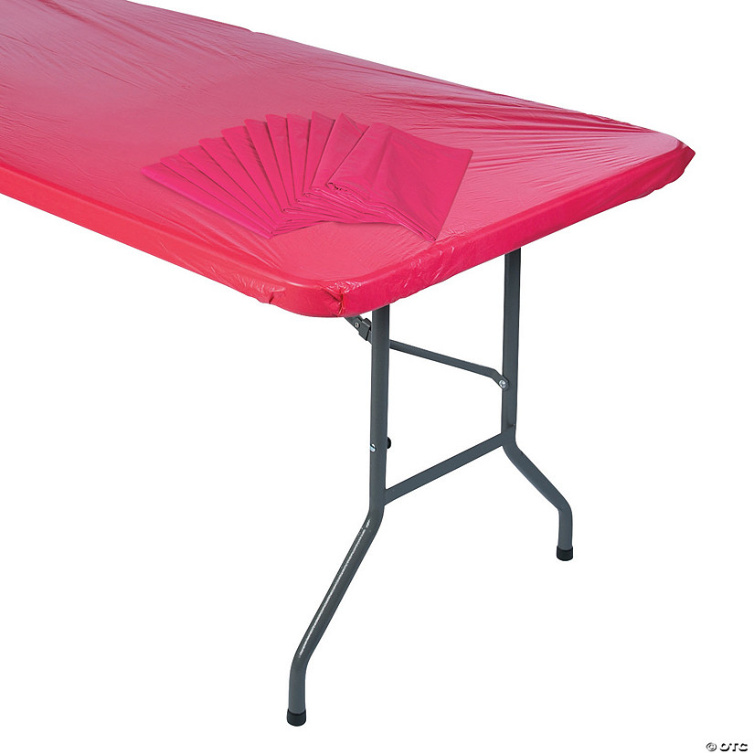 Bulk 12 Pc. 8 Ft. Red Fitted Plastic Tablecloths Image