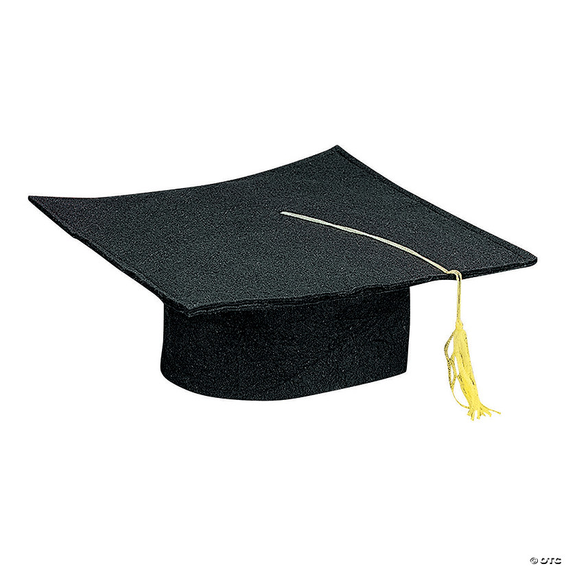 Bulk 12 Pc. Kids' Black Felt Elementary School Graduation Mortarboard Hats Image