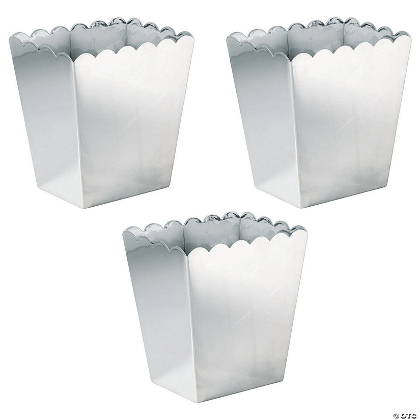 Bulk 12 Pc. Metallic Silver Scalloped Containers Image
