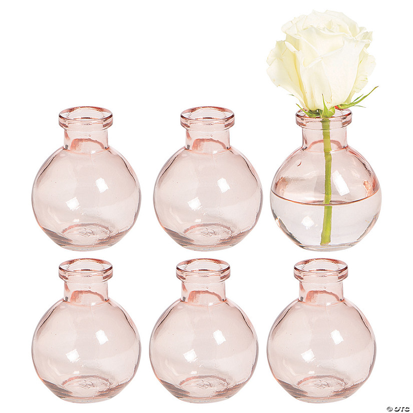 Bulk 12 Pc. Pink Bulb Shape Bud Vases Image