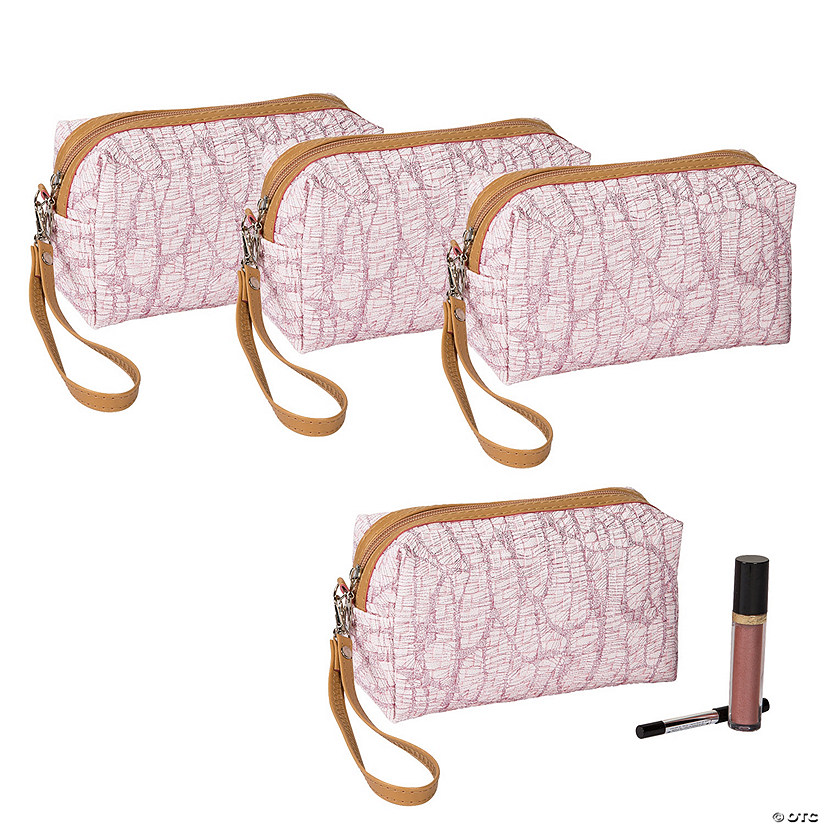 Bulk 12 Pc. Pink Cosmetic Bags with Faux Leather Trim Image