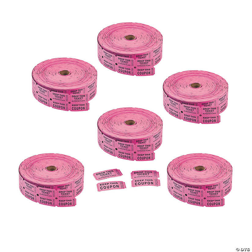Bulk 12,000 Pc. Magenta Coupon Double Roll Tickets Image