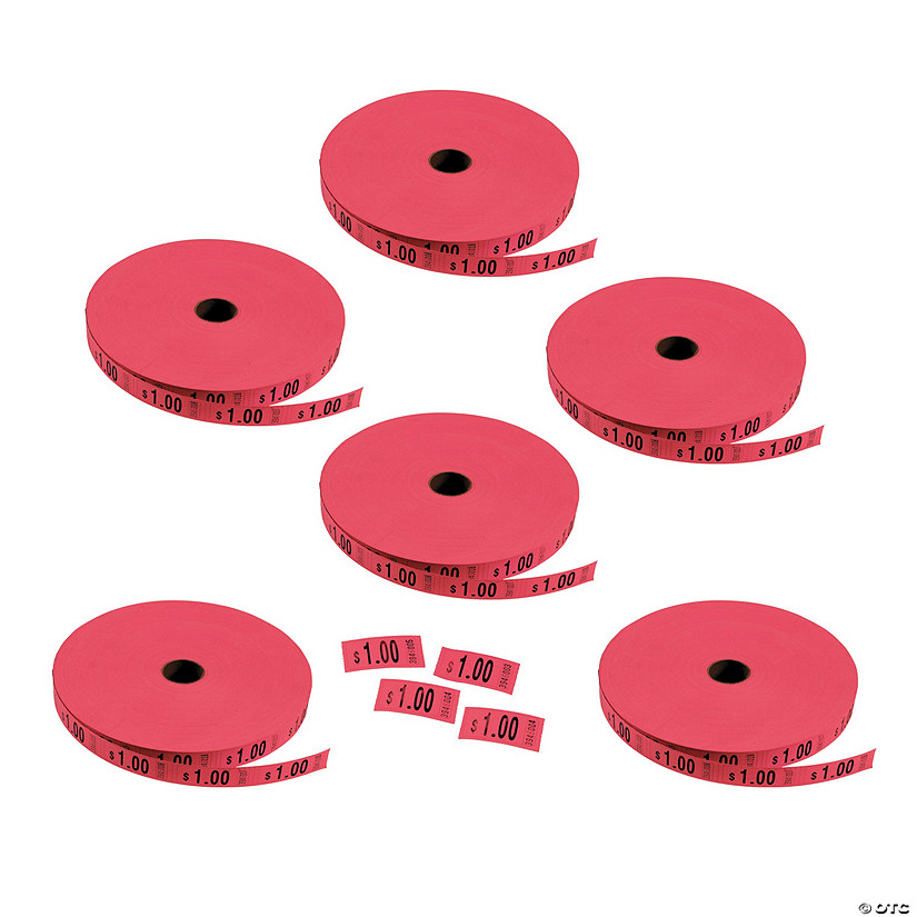 Bulk 12,000 Pc. Red $1.00 Single Roll Tickets Image