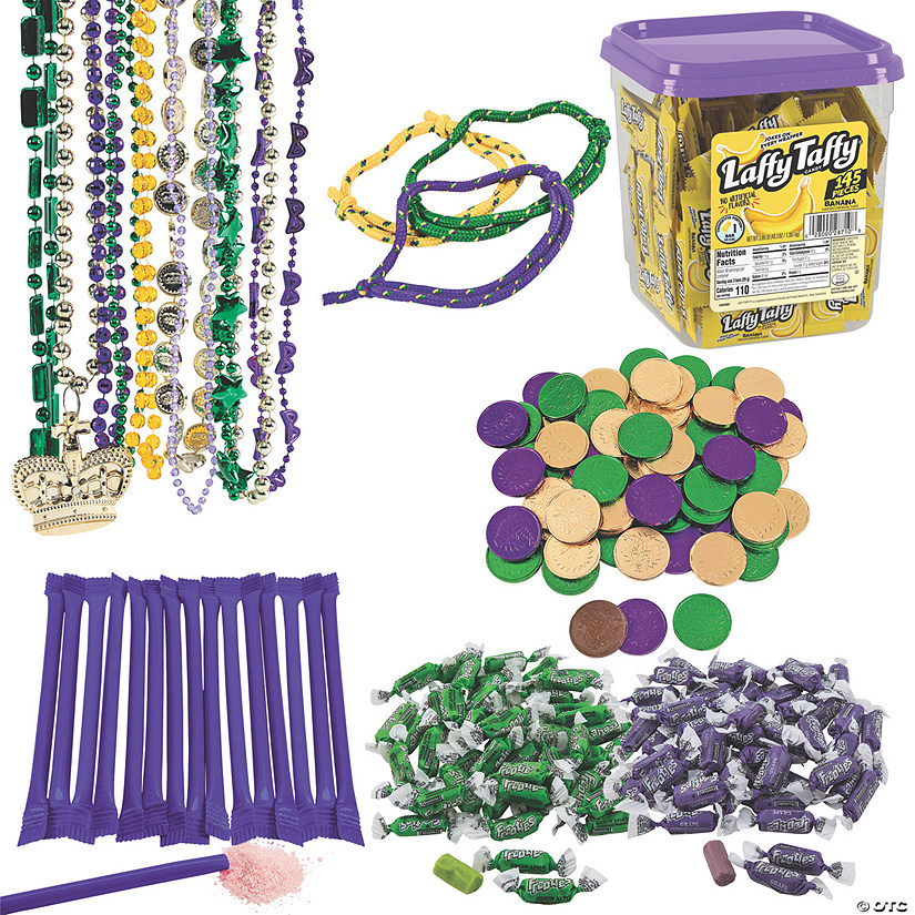 Bulk 1337 Pc. Mardi Gras Candy & Jewelry Handout Kit Image
