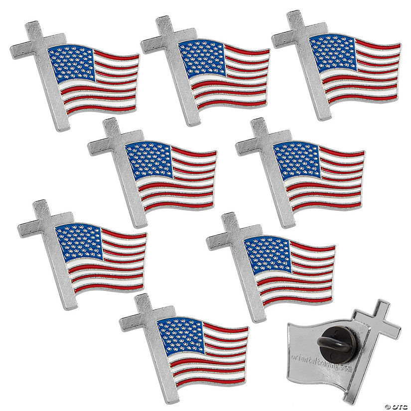 Bulk 144 Pc. Cross with Flag Pins Image