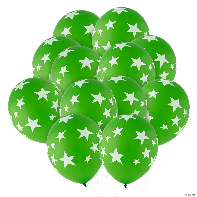 Bulk  144 Pc. Green with White Stars 11" Latex Balloons Image