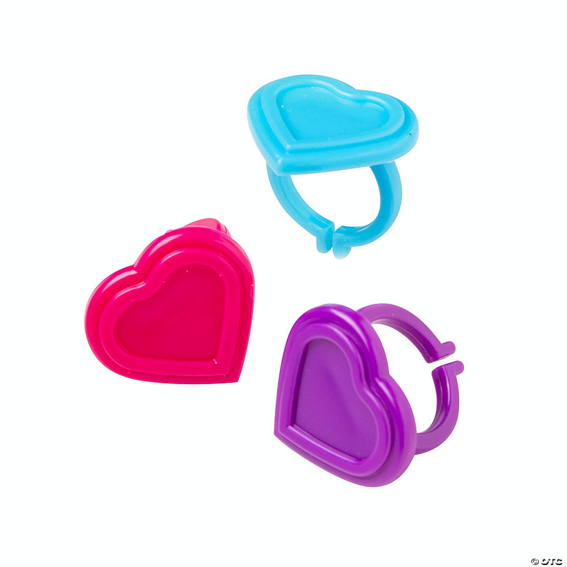 Bulk 144 Pc. Heart-Shaped Plastic Rings Image