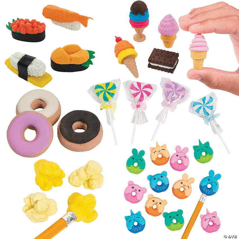 Bulk 144 Pc. Mini Erasers Food Kit Image