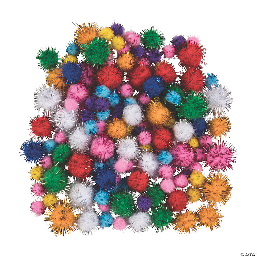 Bulk 150 Pc. Acrylic Glitter Pom-Poms Image