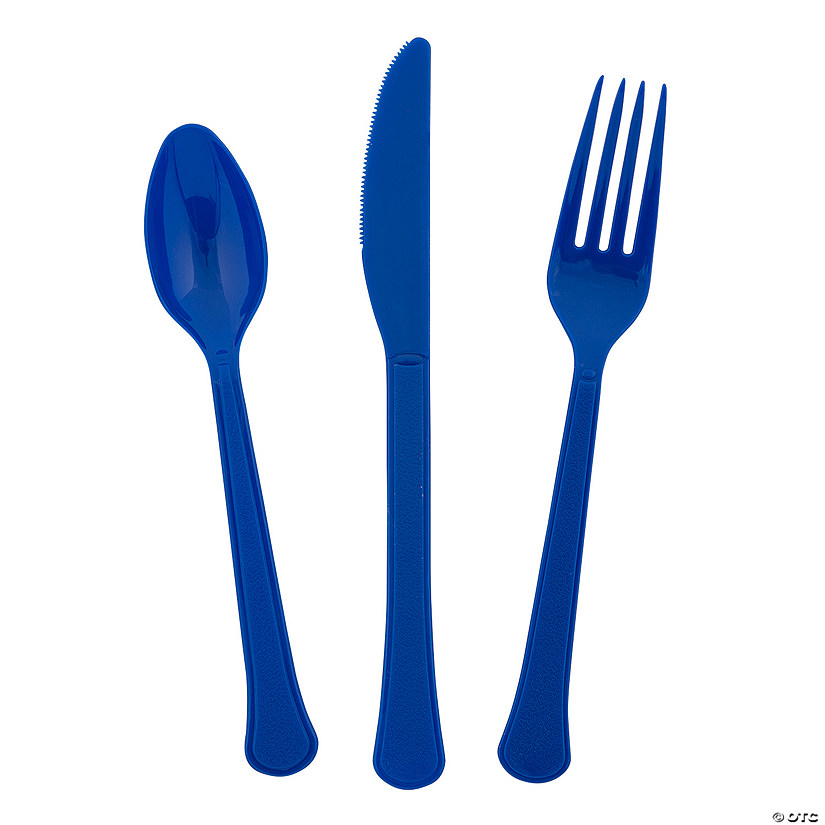 Bulk  200 Ct. Heavy Duty Royal Blue Plastic Cutlery Set Image
