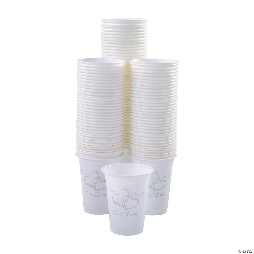 Bulk  200 Ct. Two Hearts Wedding Disposable Plastic Cups Image