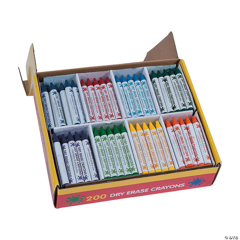 Bulk 200 Pc. Dry Erase Crayon Classpack - 8 Colors per pack Image