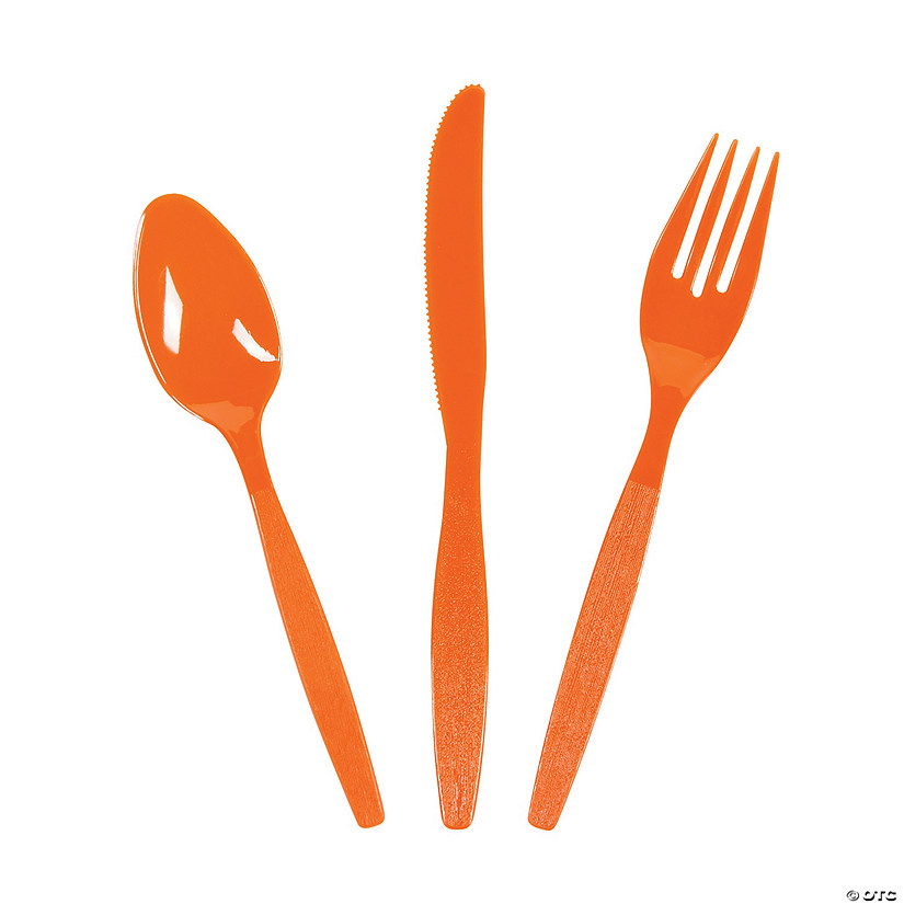 Bulk  210 Ct. Orange Plastic Cutlery Set Image