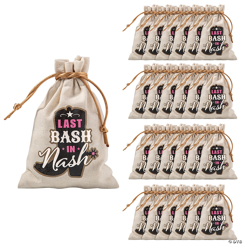Bulk 24 Pc. 4" x 6" Small Nash Bash Bachelorette Party Polyester Drawstring Favor Bags Image