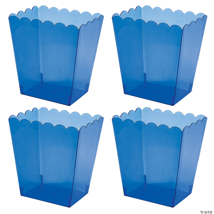 Bulk 24 Pc. Medium Blue Scalloped Plastic Containers Image