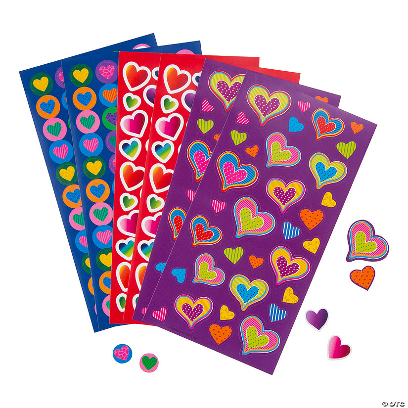 Bulk 24 Pc. Valentine Heart Sticker Sheets Image