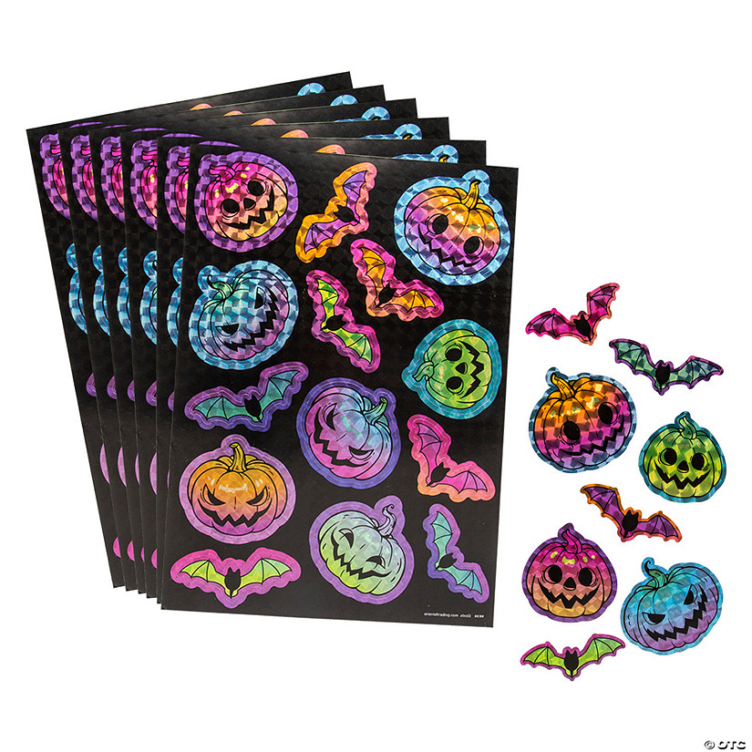 Bulk 24 Sheets Neon Prism Halloween Character Sticker Sheets Image