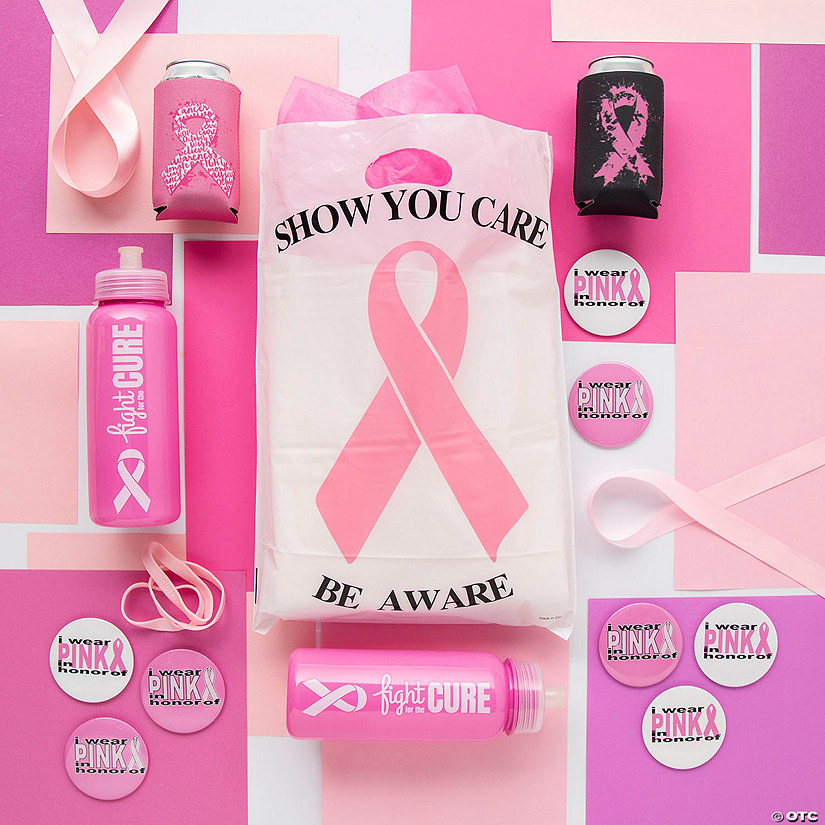 Bulk 242 Pc. Breast Cancer Awareness Ribbon Handout Kit for 48 Image