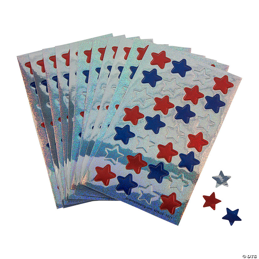 Bulk 25 Sheets Patriotic Shining Star Stickers Image