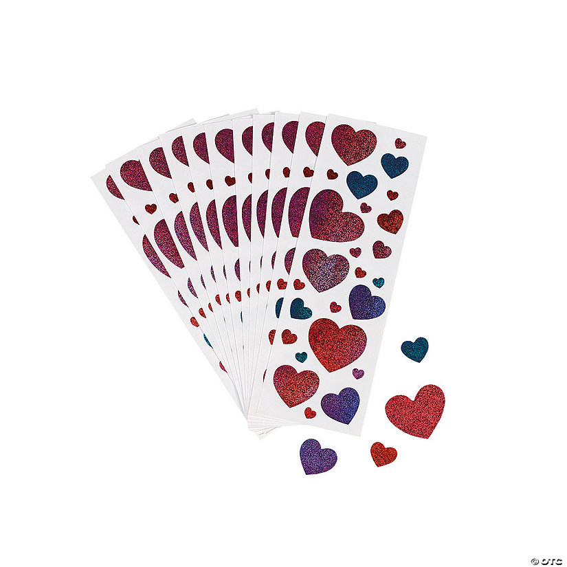 Bulk 300 Pc. Glitter Heart Stickers Image