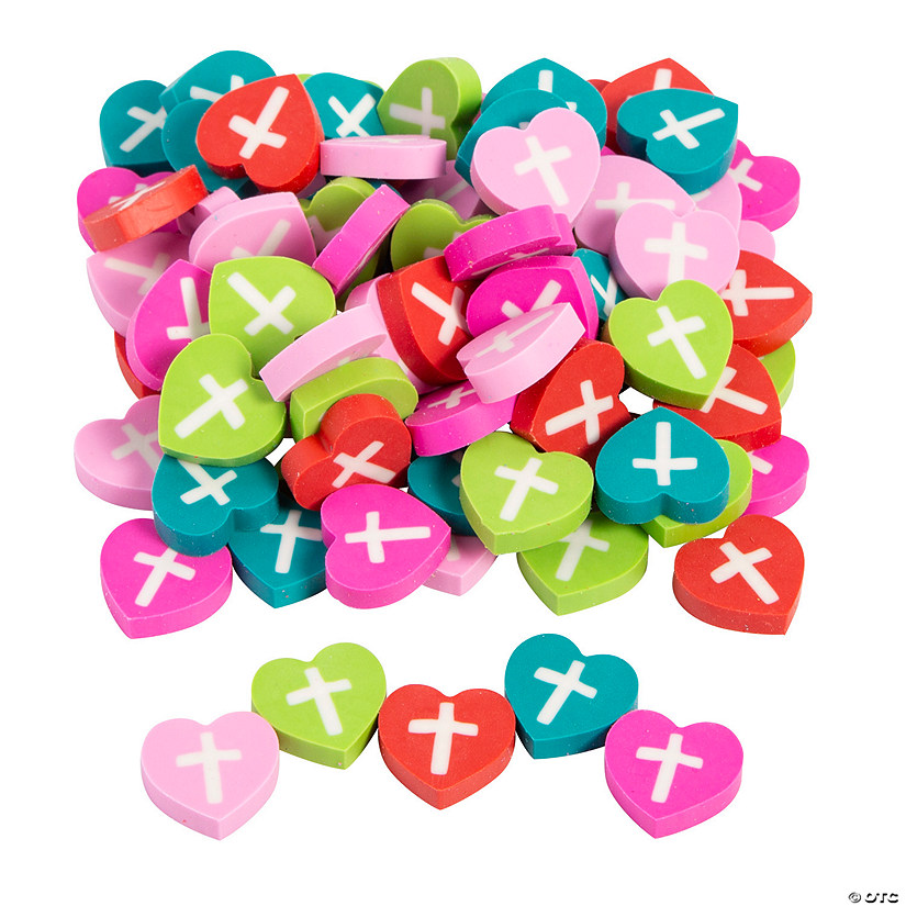 Bulk 300 Pc. Religious Valentine Heart Mini Erasers Image