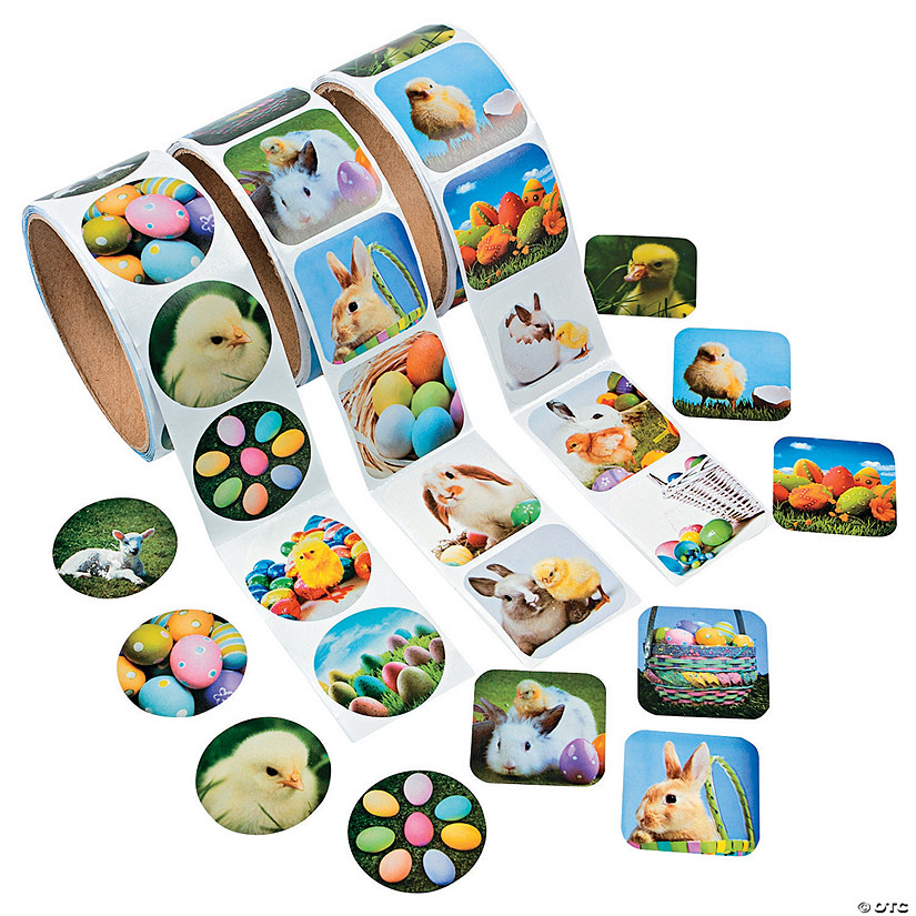 Bulk 300 Pc. Rolls of Easter Stickers Assortment Image
