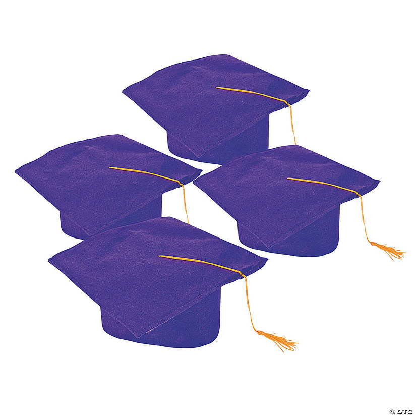 Bulk 36 Pc. Kid&#8217;s Purple Elementary School Graduation Mortarboard Hats Image