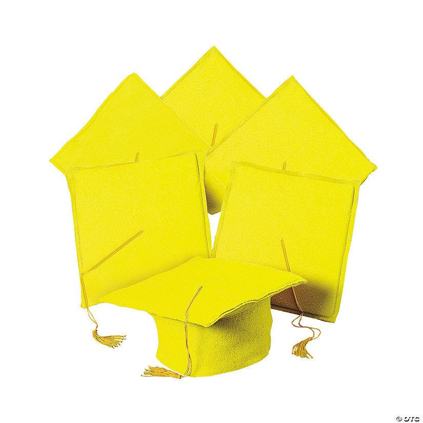 Bulk 36 Pc. Kid&#8217;s Yellow Elementary School Graduation Mortarboard Hats Image