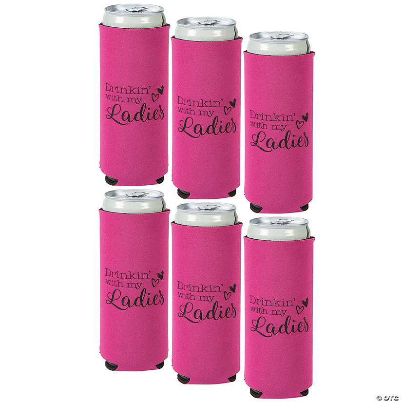 Bulk 36 Pc. Premium Hot Pink Bachelorette Slim Fit Can Coolers Image