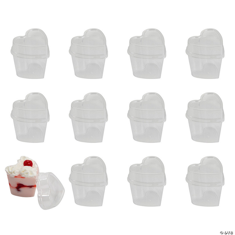 Bulk  48 Ct. Mini Heart Dessert Cups with Lids Image