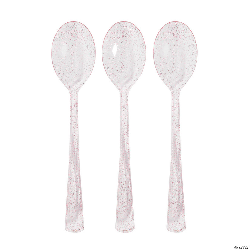Bulk  48 Ct. Pink Glitter Plastic Spoons Image