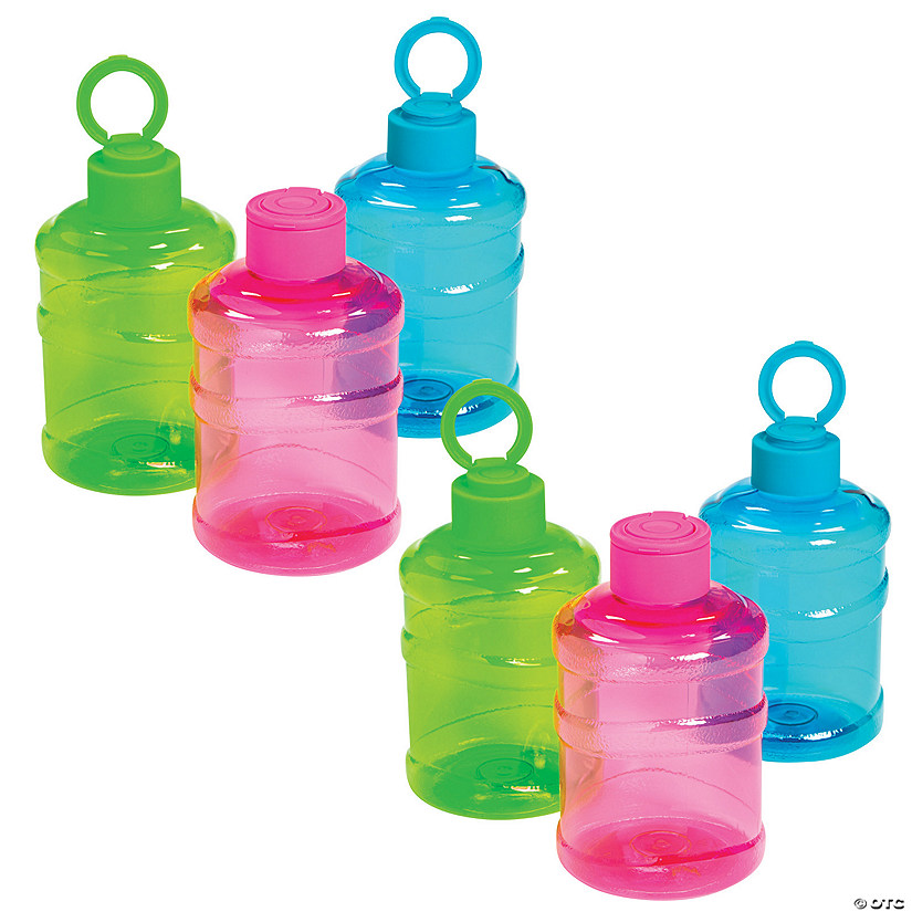 Bulk 48 Ct. Transparent Neon Reusable BPA-Free Plastic Water Bottles with Lids Image