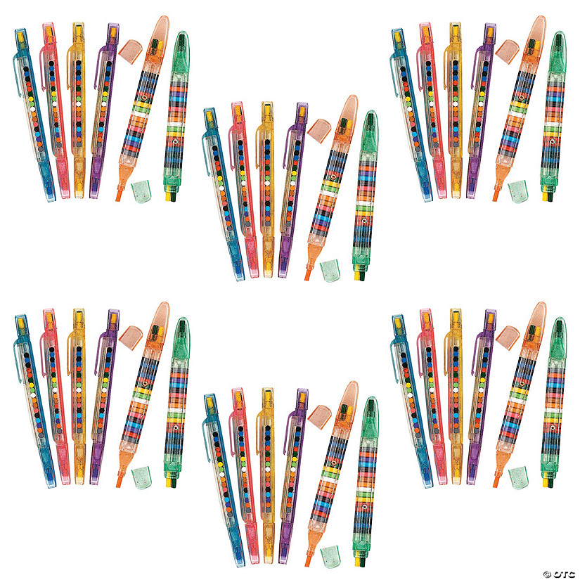 Bulk 48 Pc. 20-Color Transparent Glitter Stacking Point Crayons Image