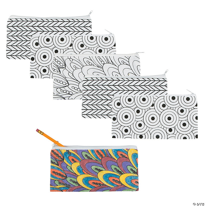 Bulk 48 Pc. Color Your Own Canvas Doodle Pencil Cases Image