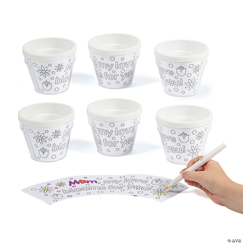 Bulk 48 Pc. Color Your Own Mom Artist Flower Pots  Image