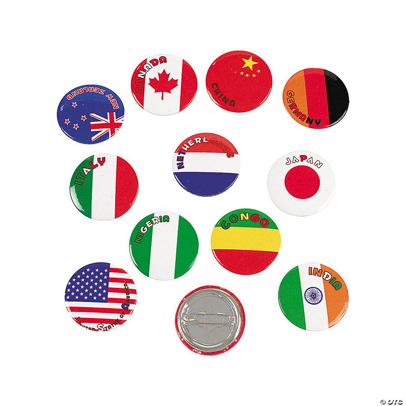 Bulk 48 Pc. Flags Around the World Mini Buttons Image